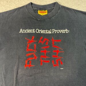 Vintage 90s T-Shirt Ancient Oriental Proverb Black Single Stitch Large USA